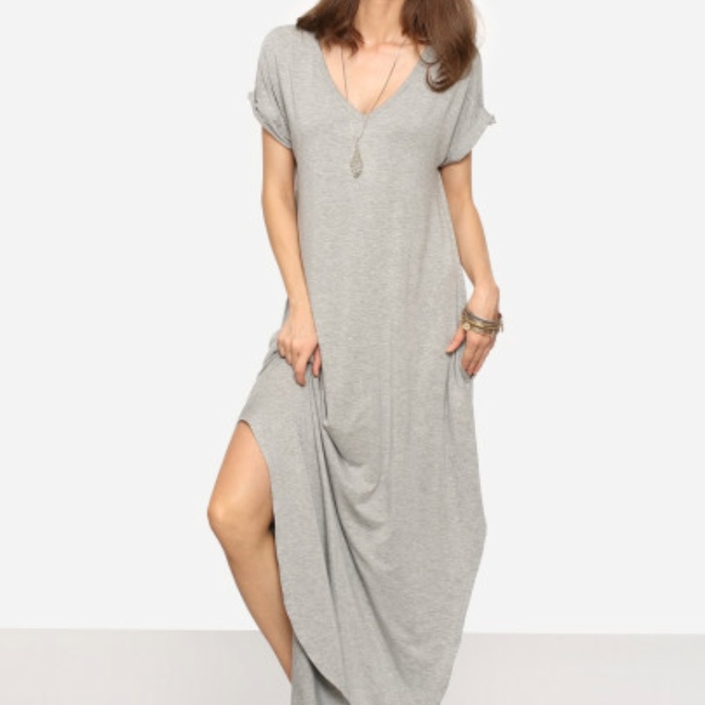 Grey t shirt dress maxi